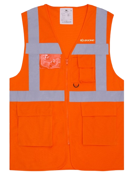 HV multi-pocket fluorescent vest with new AXIONE heart logo