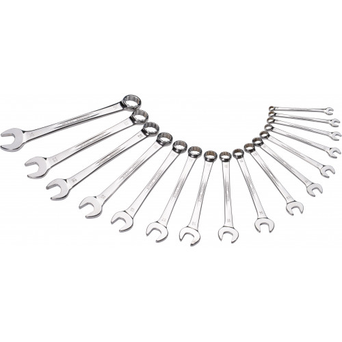 Set of 16 flat combination wrenches from 7 to 24mm