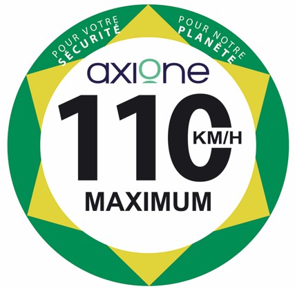 Autocollant diam 300mm AXIONE 110km/h maximum