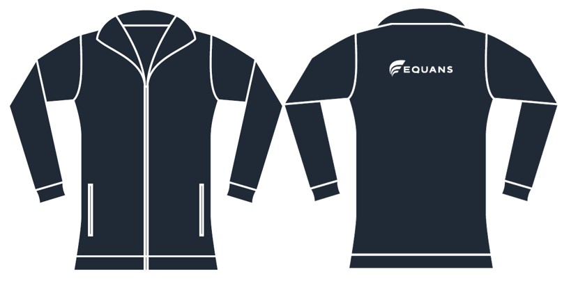 EQUANS 300g navy zipped fleece with white back