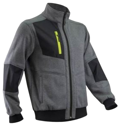 Veste molleton gris chiné Mikan 300gr nouveau logo AXIONE brodé blanc cœur