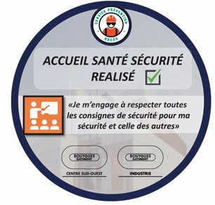Autocollant pour casque Diam. 60mm Acceuil santé Sécurité Réalisé BY BAT CENTRE SUD OUEST - BY BAT INDUSTRIE