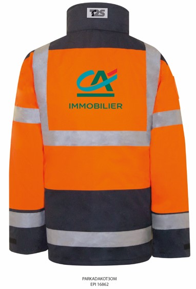 4 in 1 hv orange parka CREDIT AGRICOLE back