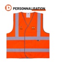 Orange fluorescent vest HV BY BAT CENTRE SUD OUEST Renovation Team + OPAC36 opposite heart + BY BAT CENTRE SUD OUEST OPAC36 Renovation Team back