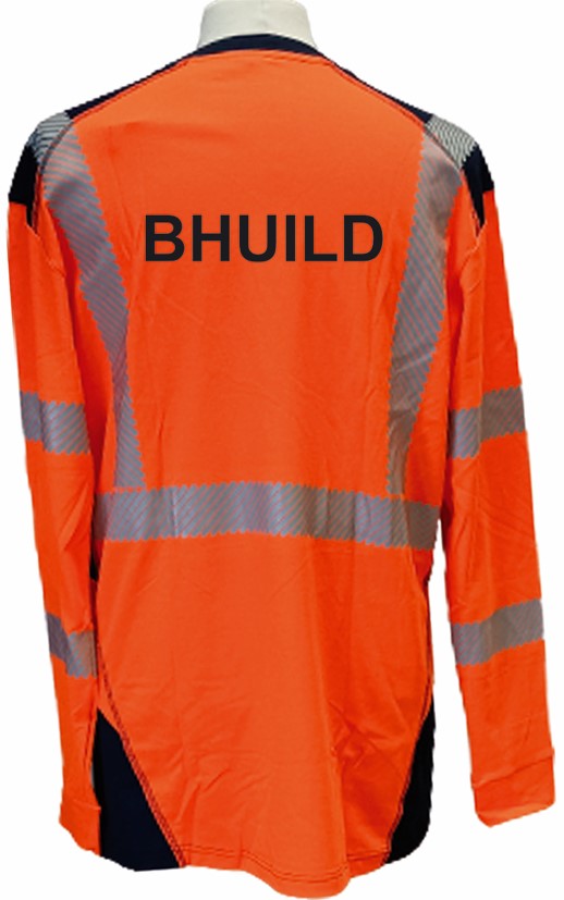 Tee-shirt HV polyester coton manches courtes Jakarta BHUILD noir dos