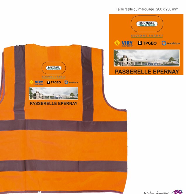 Orange fluorescent vest BY TP REGIONS FRANCE Passerelle Epernay