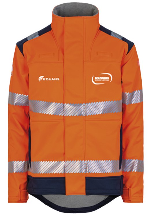 HV Sherpa Softshell Jacket with removable sleeves BYES heart + EQUANS white opposite heart