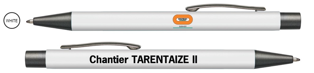 Stylo bille blanc encre bleue BY BAT SUD EST Tarentaize II