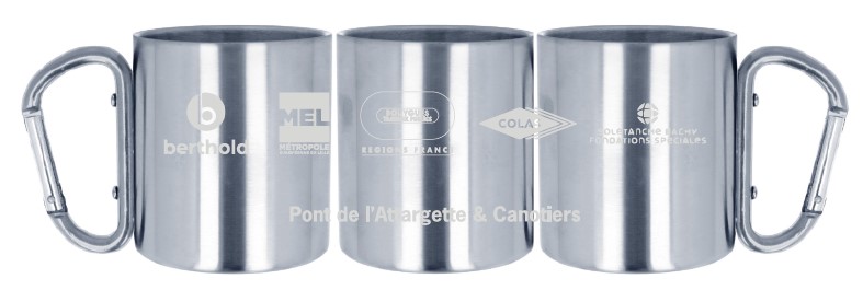 Mug isolant mousqueton acier inoxydable 200ml gris argenté BY TP REGIONS FRANCE Pont de l'Attargette & Canotiers