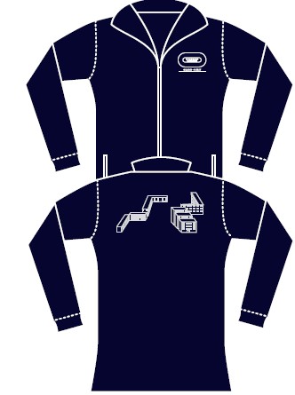 Veste Softshell à capuche HEROCK POSEIDON 290gr marine brodée BY BAT GRAND OUEST blanc coeur + croquis bâtiment blanc dos