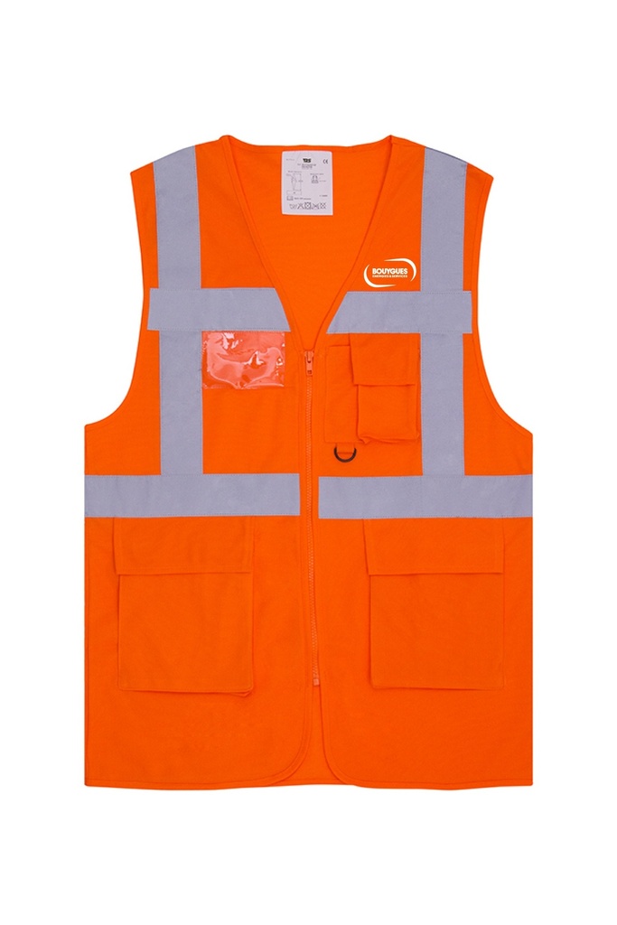 Gilet fluo hv multipoches logo cœur en blanc EQUANS