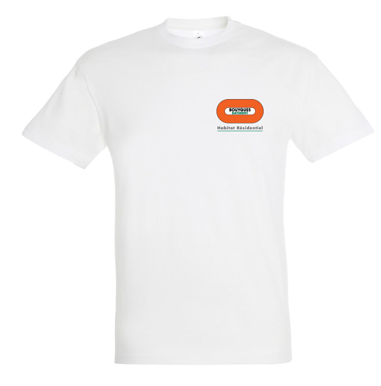 Tee-shirt 150gr 100% coton blanc col rond homme BY BAT HABITAT RESIDENTIEL manches courtes