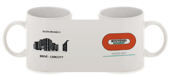 Mug céramique blanche 330ml BY BAT NORD EST + photo du chantier Dijon Tannières