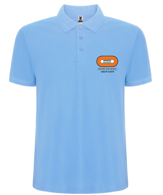 Polo 190gr bleu ciel BY BAT CENTRE SUD OUEST Qualité Clients manches courtes