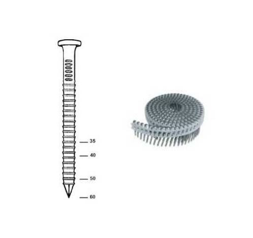 [EL162457D35] Pointes annelées galva en rouleaux pour C41/65 P1 (Boite de 2000)  (35 mm)