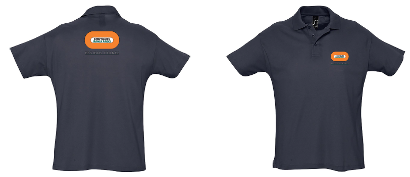  Polo 170gr 100% coton marine manches courtes BY TP REGIONS FRANCE coeur + dos 