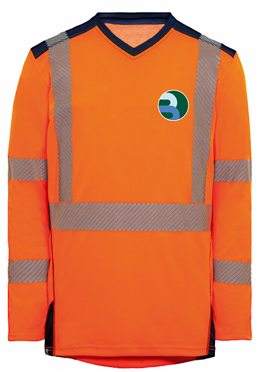 Tee-shirt HV 100% polyester manches longues Bali 9 logo Brezillon version 09/2025 en transfert à chaud coté cœur 