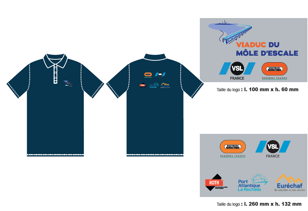 Polo 180gr 100% coton marine manches courtes BY TP REGIONS FRANCE - VSL France Port Atlantique La Rochelle