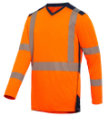 Tee-shirt HV polyester-coton manches longues Jakarta 2 - Orange/bleu Marine