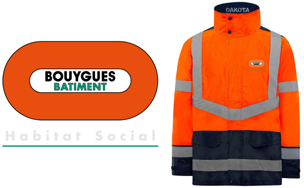 Parka 4 en 1 HV orange Homme respirant SANS LOGO ou avec Logo Coeur - parka + gilet intérieur
