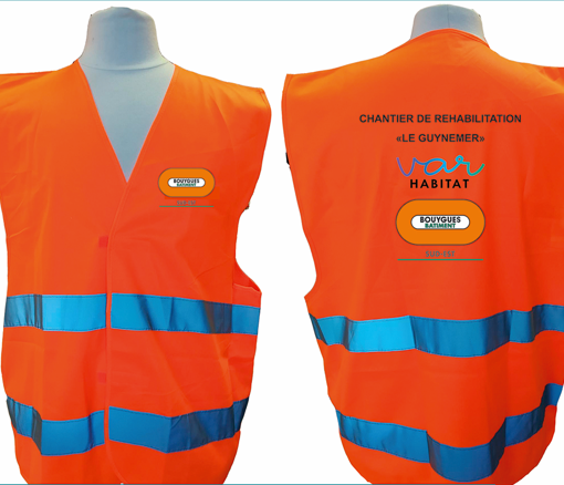 Gilet fluo hv multipoches orange BY BAT SUD EST Le Guynemer Var Habitat