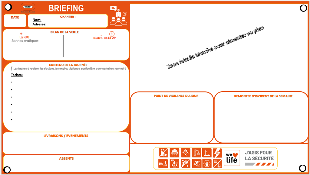 Bâche 510gr/M² - 2000 x 1500 mm impression numérique avec lamination effaçable à sec œillets aux angles version COMITE MAITRISE HAS