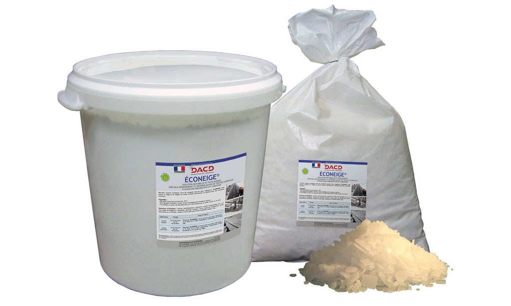 Déneigeant et deverglaçant naturel et ecologique pour toutes surfaces, jusqu'à -30° (seau de 15 litres)