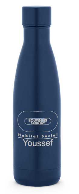 Thermos 520ml 90% recyclé bouchon étanche marine gravure laser BY BAT HABITAT SOCIAL Youssef