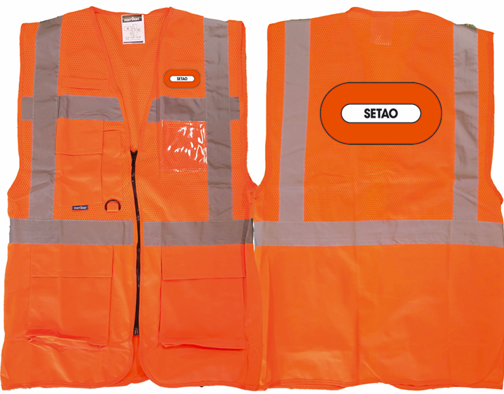 Gilet fluo HV maille Madrid (Aérée) SETAO coeur + dos