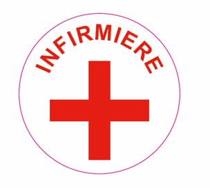 Ecusson pour parka 4 en 1 Diam. 85mm auto agrippant infirmière + croix rouge sur fond blanc