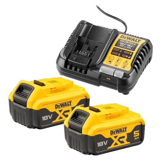 Pack 2 batteries XR 18V 5Ah Li-Ion + 1 chargeur
