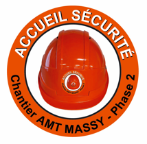 Autocollant pour casque diam. 60mm Accueil sécurité Chantier AMT MASSY Phase 2