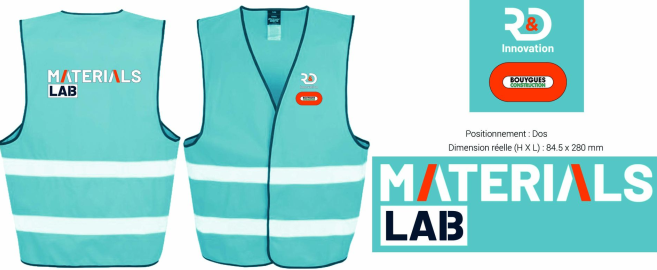 Gilet de signalisation Bleu Ciel pour risques modérés 100% polyester 120gr fermeture velcro R&D BYCN + Materials Lab dos