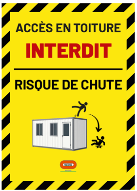 Autocollant Accès en toiture interdit - Risque de chute - format A5 210x150mm colle forte anti UV 