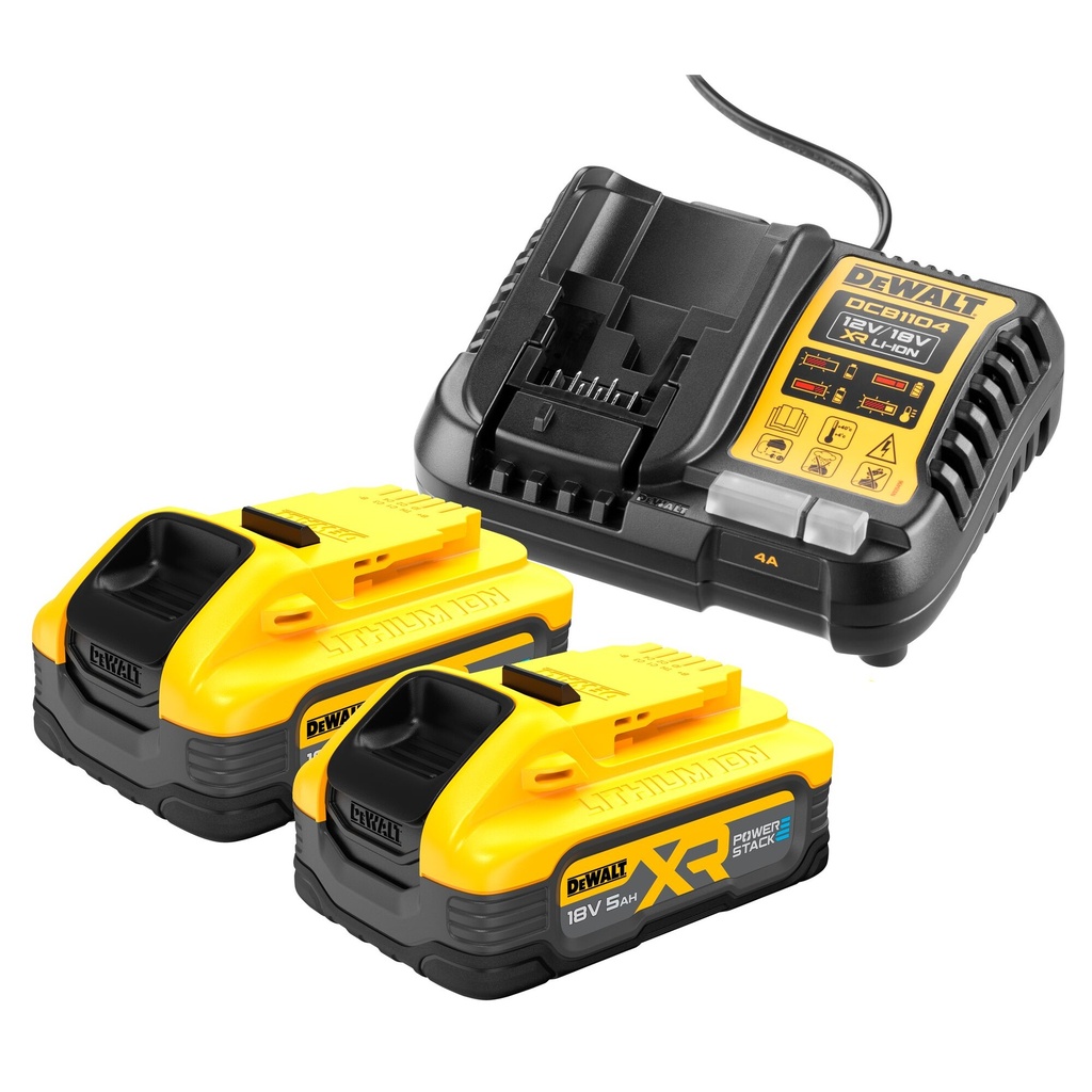 Pack 2 batteries POWERSTACK XR 18V 5Ah Li-Ion + 1 chargeur