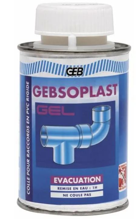 Colle Gebsoplast pour raccord en PVC rigide boîte de 250mL avec pinceau