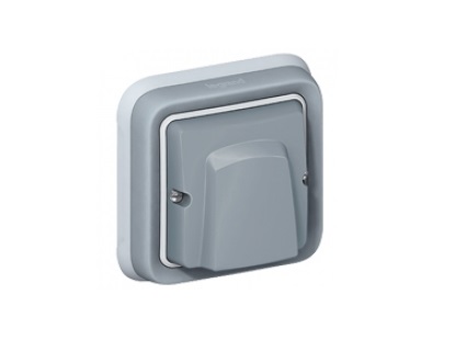 Complete Plexo cable outlet 20A grey recessed with cable clamp