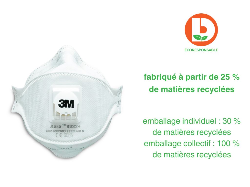 Demi masque anti poussière FFP3S 3M AURA 9332+ avec soupape et + confort