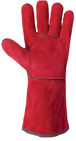 Red heat-resistant leather welding glove, length 35 cm - Size 10
