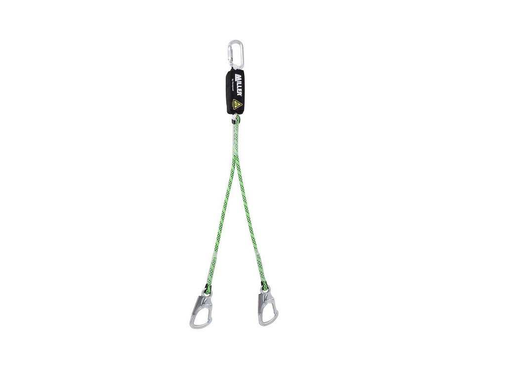 Double halyard lanyard 2m - 1QT + 2GO55 steel 17mm TA with absorber