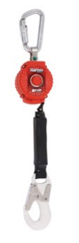 Antichute enrouleur Turbolite 2m sangle avec dissipateur - 1 mousqueton 1/4 tour alu ouverture 16mm 1 mousqueton alu petite ouverture 21mm