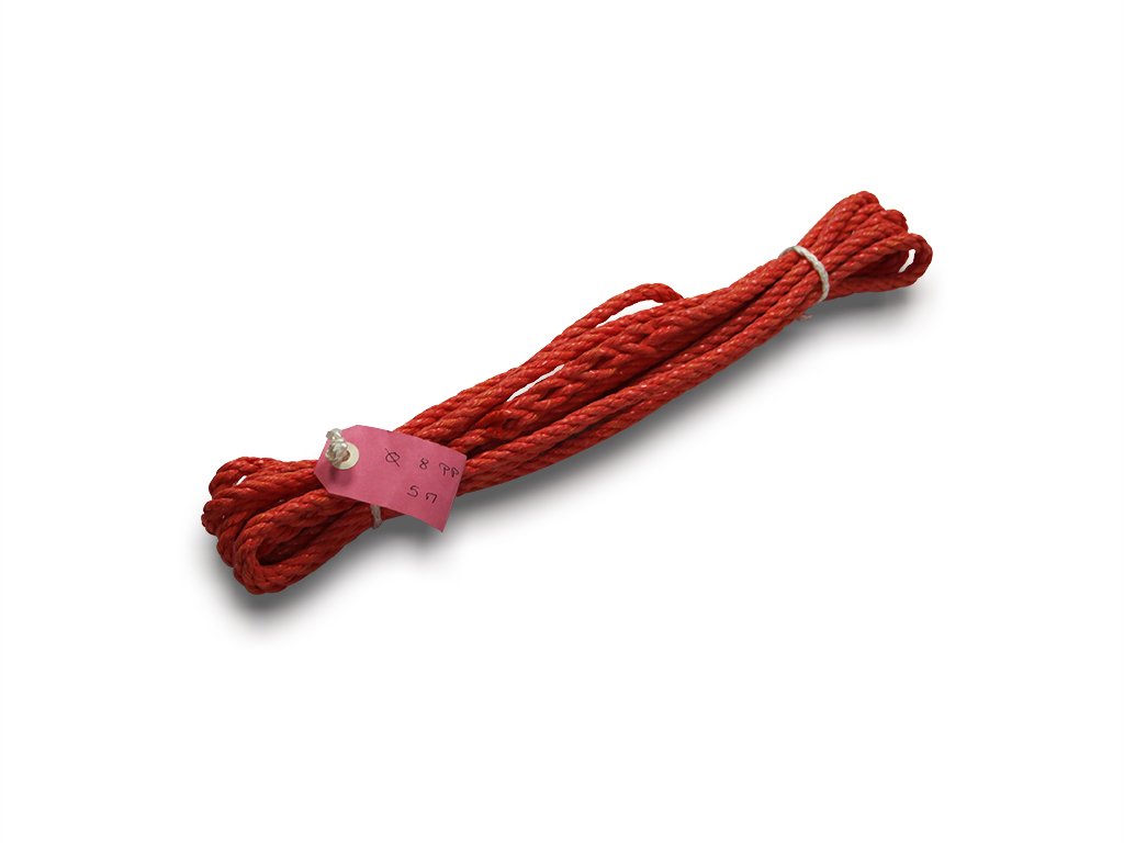 PP rope Diam. 08 Orange Length 5M with loops without thimbles