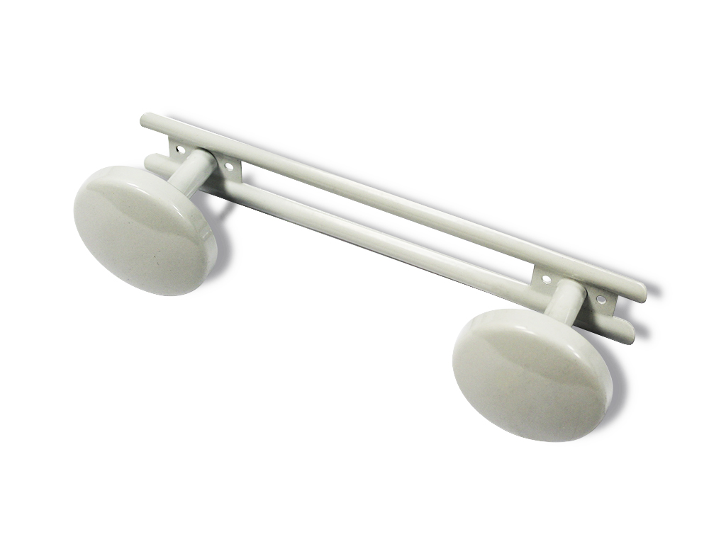 White epoxy metal coat hook with 2 heads