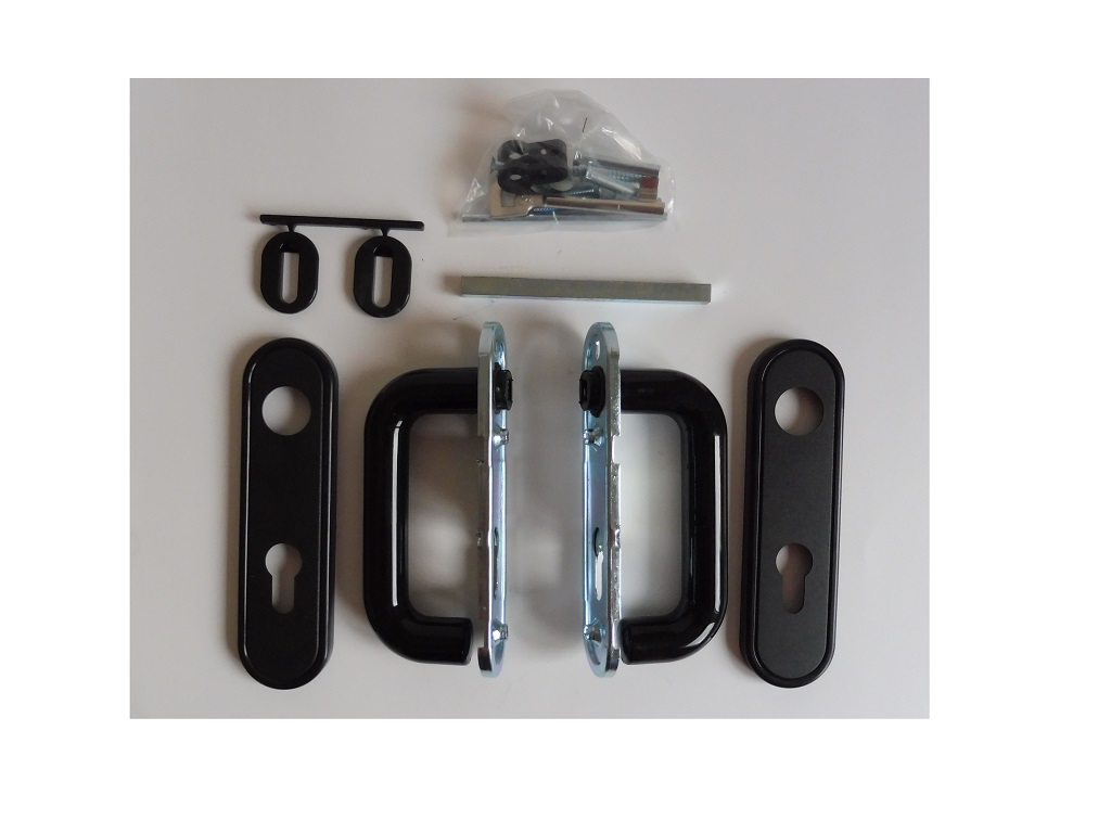 Garniture 2 béquilles noire pour porte ZK carré de 8