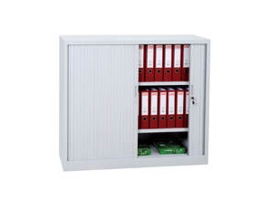 Armoire basse à rideaux verticaux 135x120x40cm 2 cases grise
