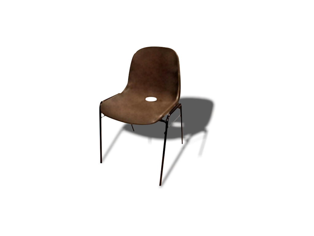 Brown plastic shell chair with black base