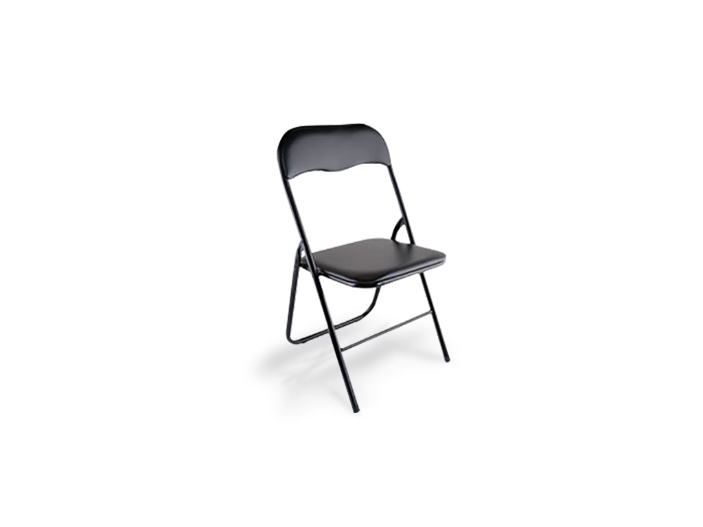 Folding chair covered in PVC with black lacquered legs