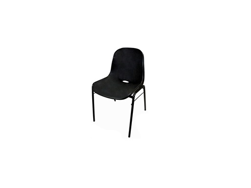 Black plastic shell chair with black base