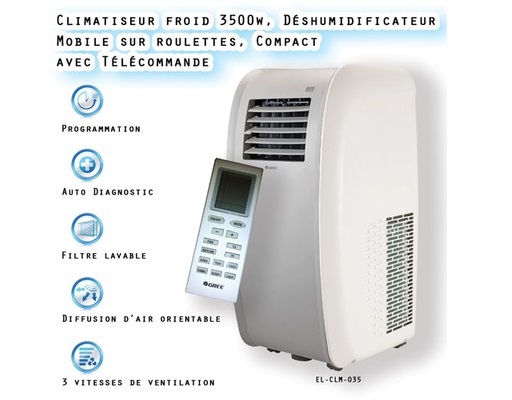 Climatiseur mobile 3500W froid réversible avec wifi