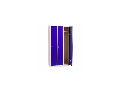 Vestiaire industrie propre 3 cases 900x500x1800 sans pied porte bleu